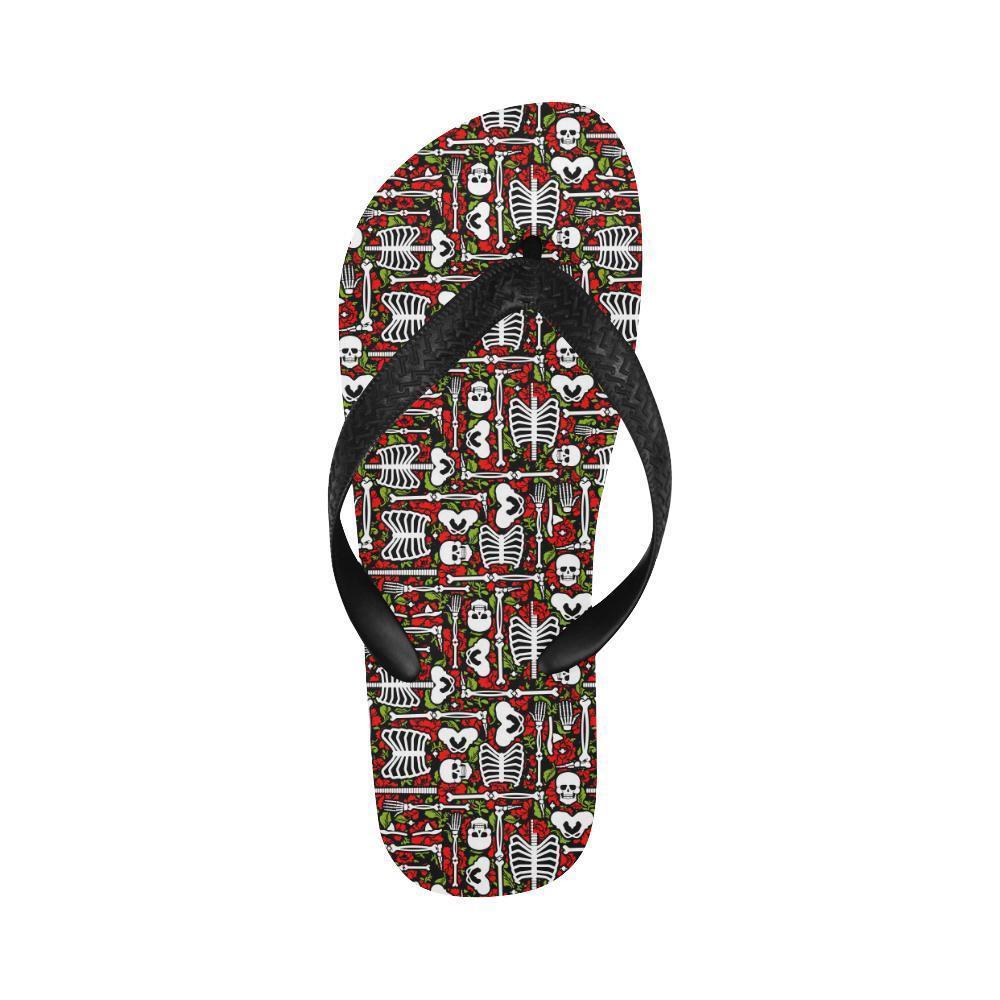 Skeleton Pattern Print Flip Flops-JTAMIGO.COM