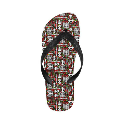 Skeleton Pattern Print Flip Flops-JTAMIGO.COM
