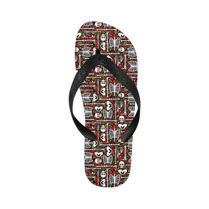 Skeleton Pattern Print Flip Flops-JTAMIGO.COM
