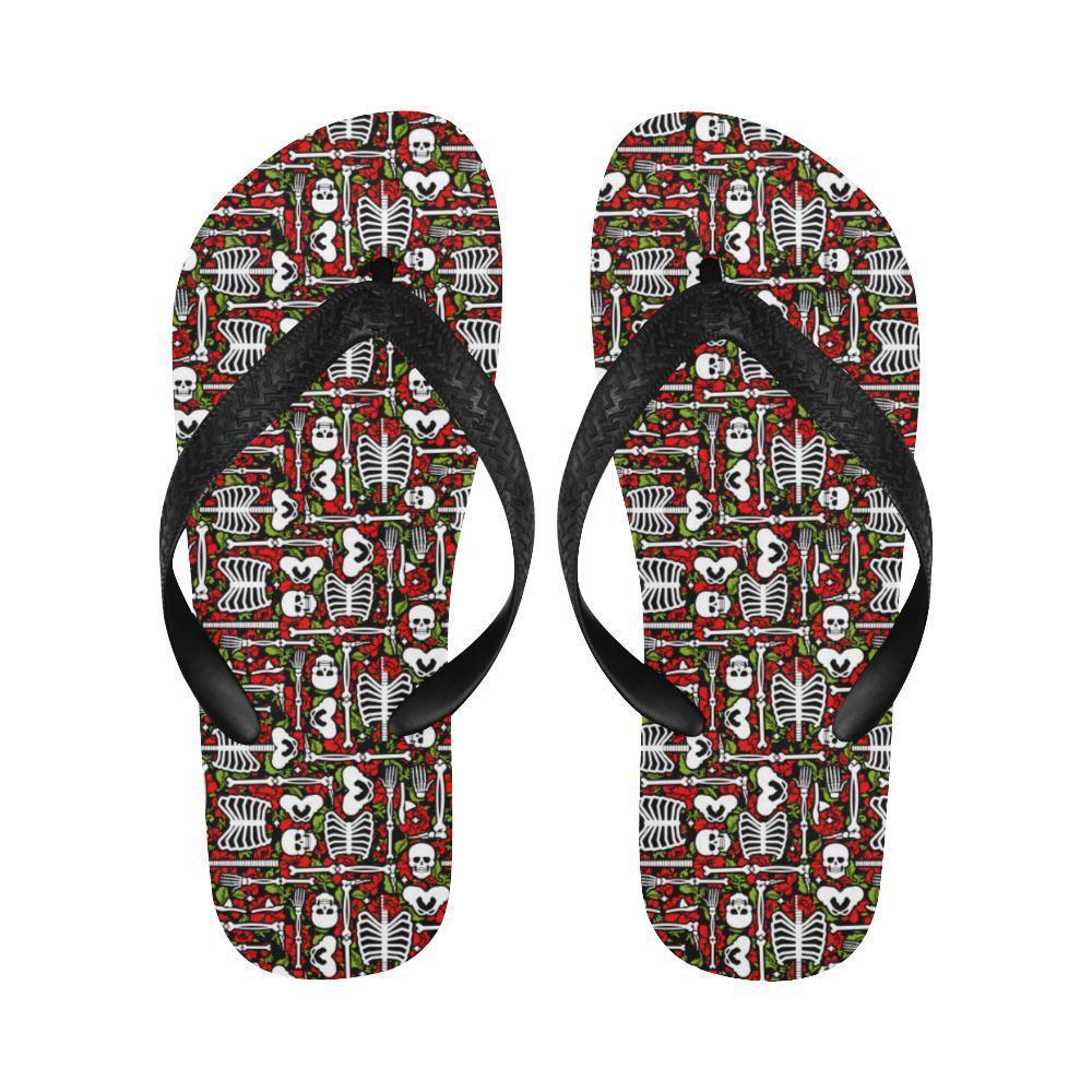 Skeleton Pattern Print Flip Flops-JTAMIGO.COM