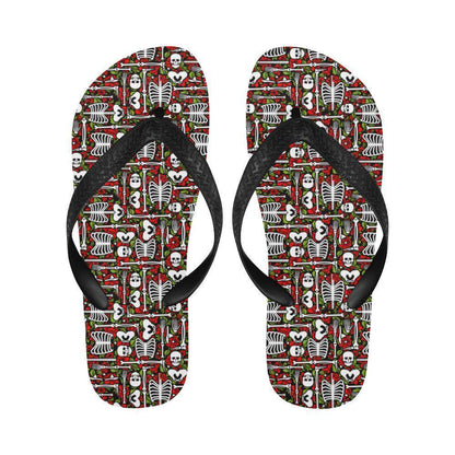 Skeleton Pattern Print Flip Flops-JTAMIGO.COM