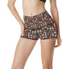 Skeleton Pattern Print High Waisted Spandex Shorts-JTAMIGO.COM