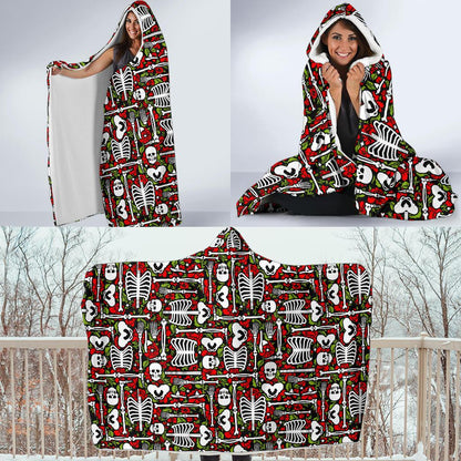 Skeleton Pattern Print Hooded Blanket-JTAMIGO.COM