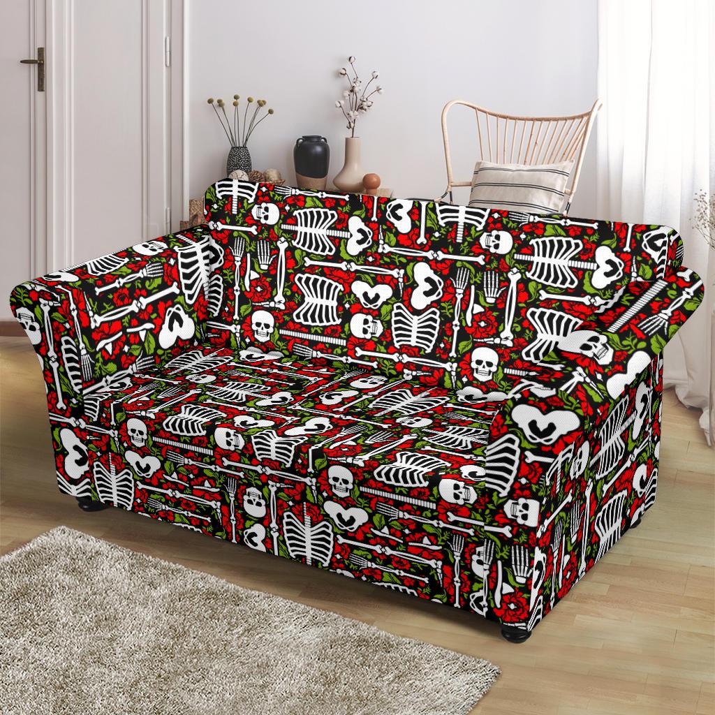 Skeleton Pattern Print Loveseat Slipcover-JTAMIGO.COM