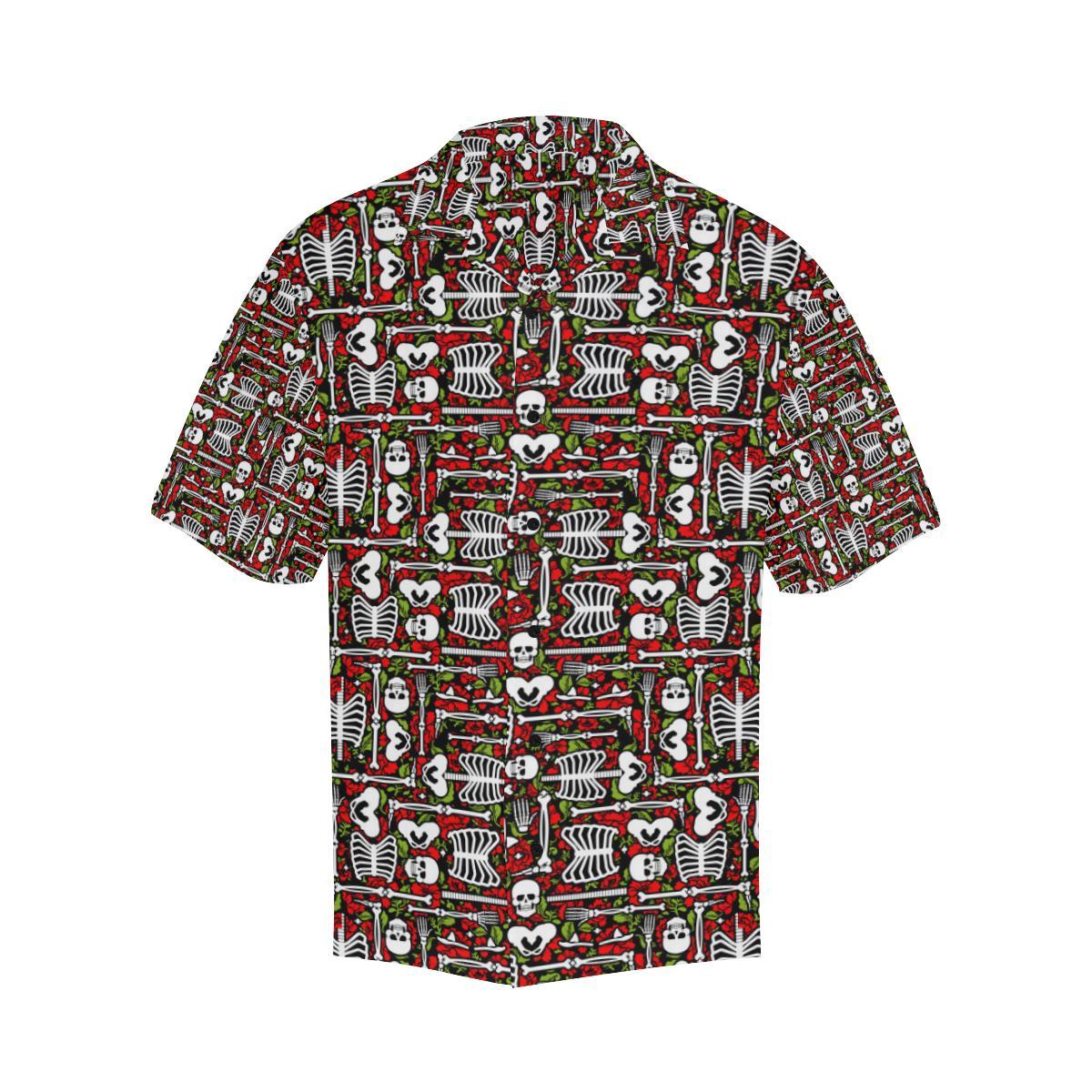 Skeleton Pattern Print Men Aloha Hawaiian Shirt