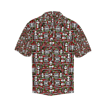 Skeleton Pattern Print Men Aloha Hawaiian Shirt