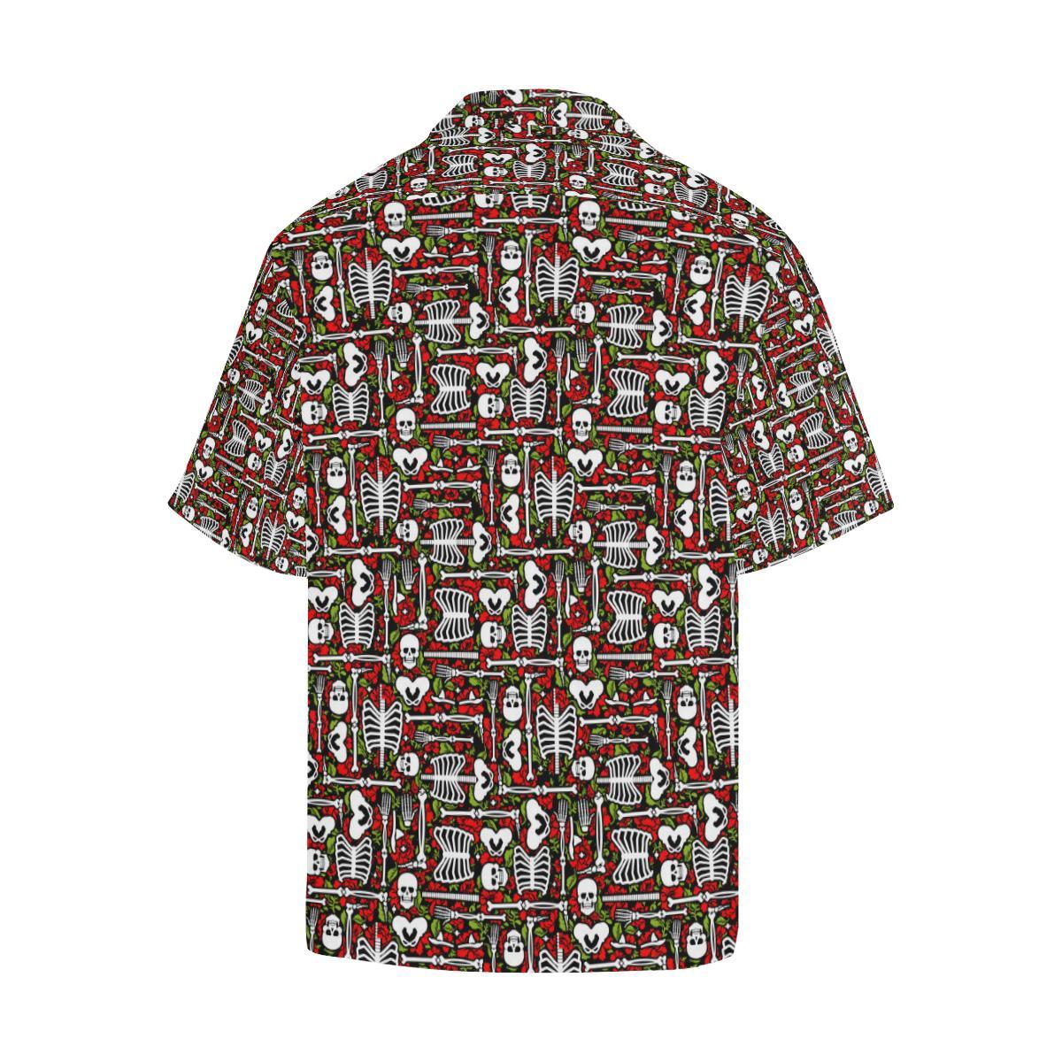 Skeleton Pattern Print Men Aloha Hawaiian Shirt