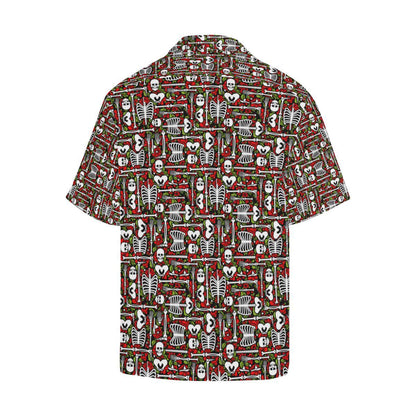 Skeleton Pattern Print Men Aloha Hawaiian Shirt