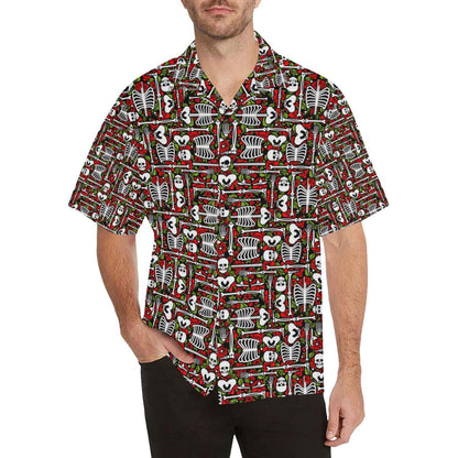 Skeleton Pattern Print Men Aloha Hawaiian Shirt