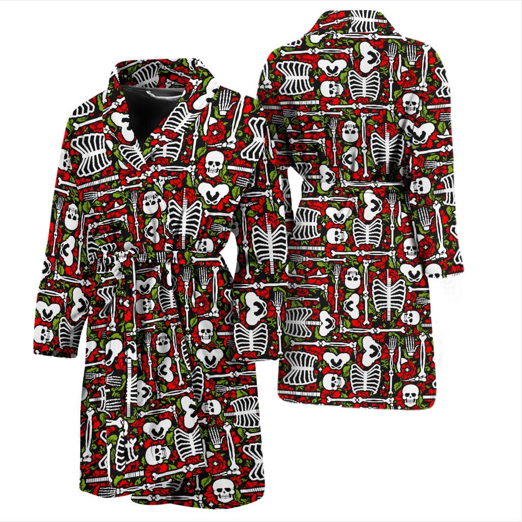 Skeleton Pattern Print Men Bath Robe-JTAMIGO.COM
