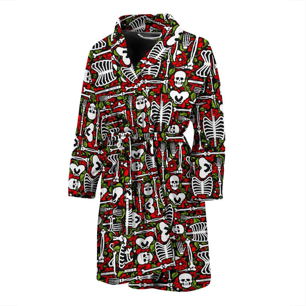 Skeleton Pattern Print Men Bath Robe-JTAMIGO.COM