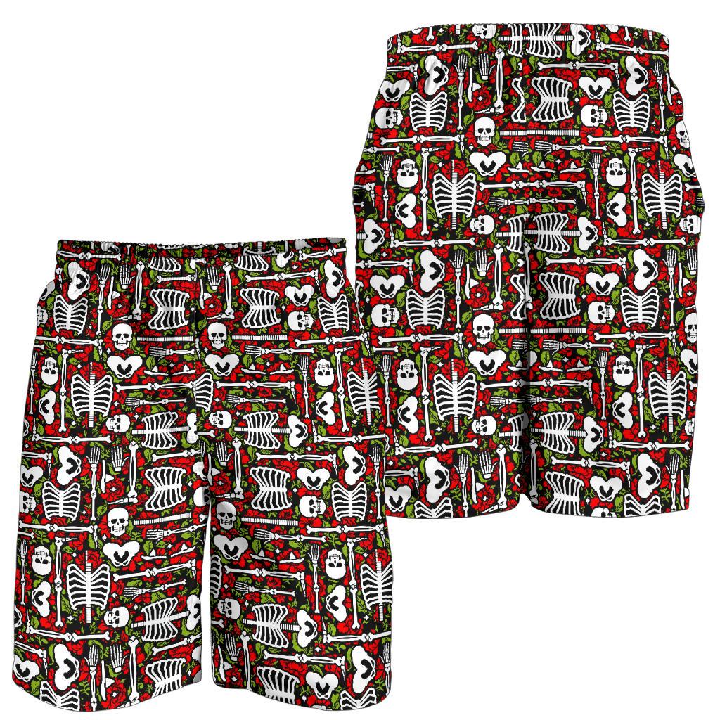 Skeleton Pattern Print Mens Shorts-JTAMIGO.COM