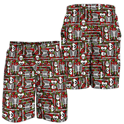 Skeleton Pattern Print Mens Shorts-JTAMIGO.COM