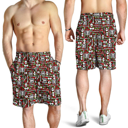 Skeleton Pattern Print Mens Shorts-JTAMIGO.COM