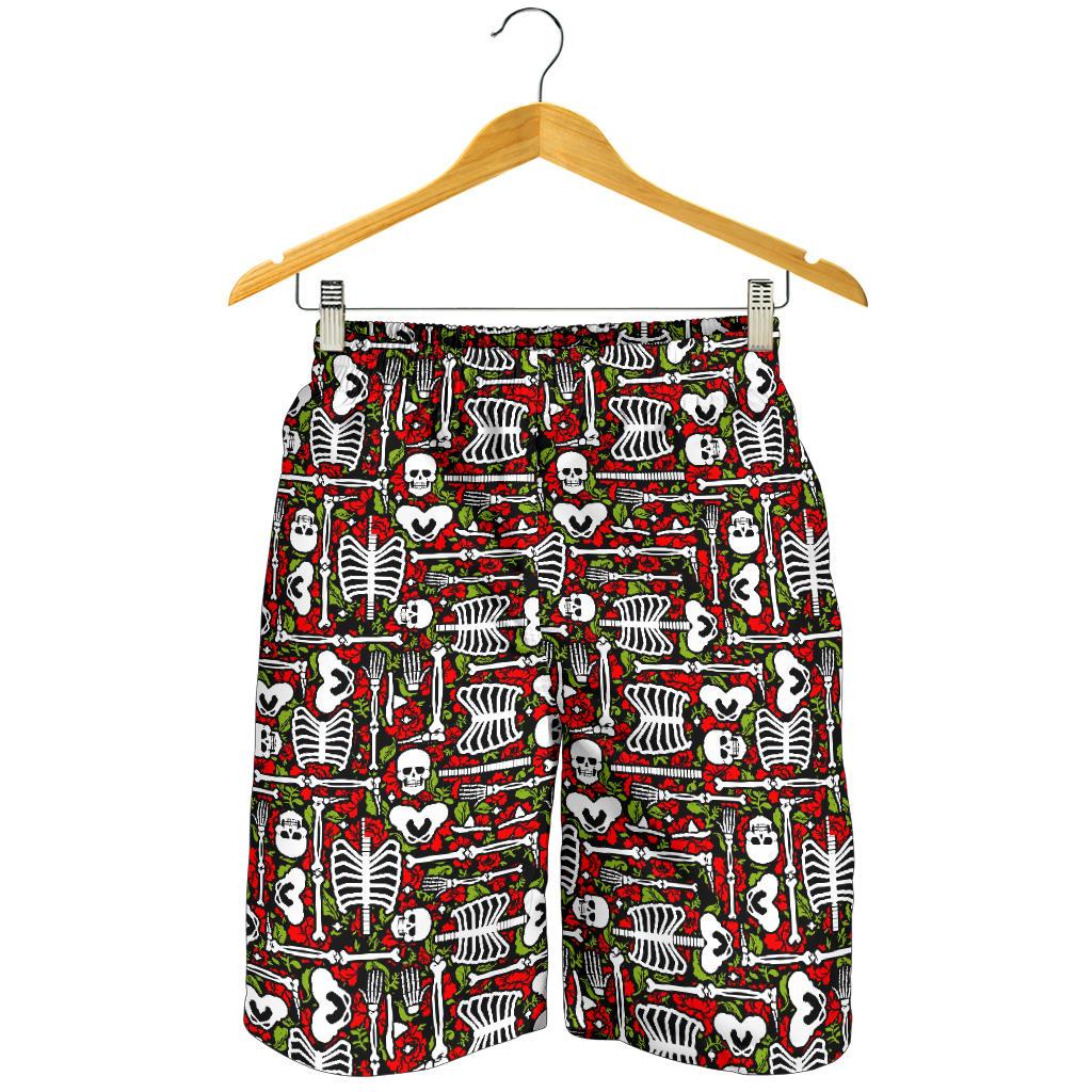 Skeleton Pattern Print Mens Shorts-JTAMIGO.COM