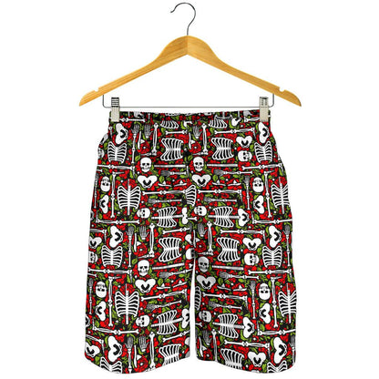 Skeleton Pattern Print Mens Shorts-JTAMIGO.COM