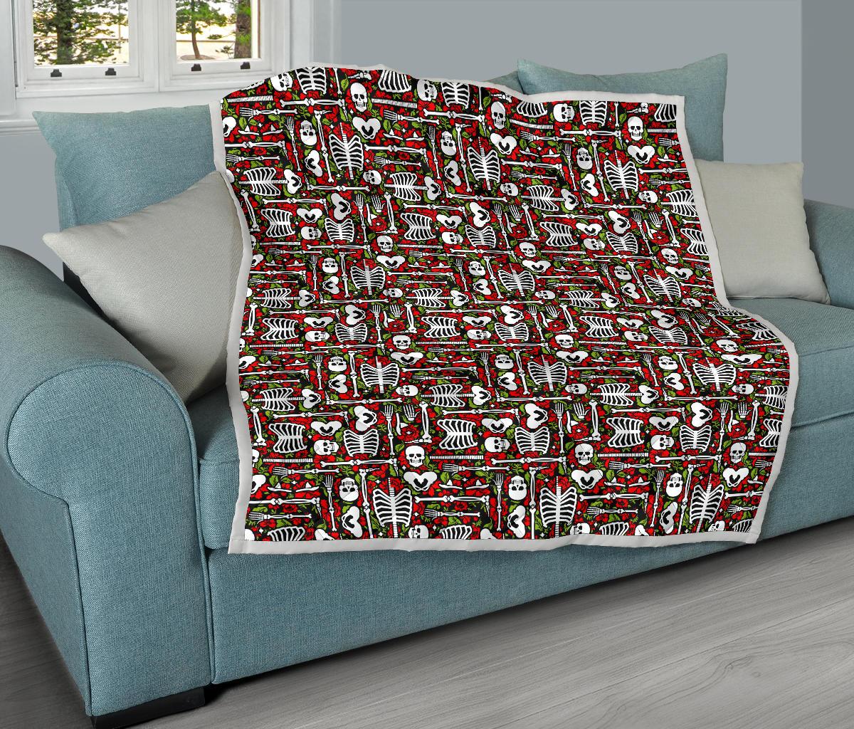 Skeleton Pattern Print Premium Quilt-JTAMIGO.COM