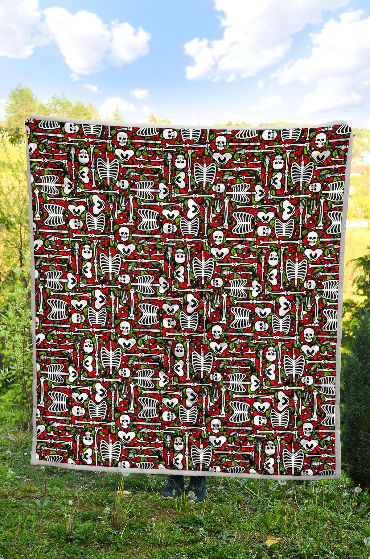 Skeleton Pattern Print Premium Quilt-JTAMIGO.COM