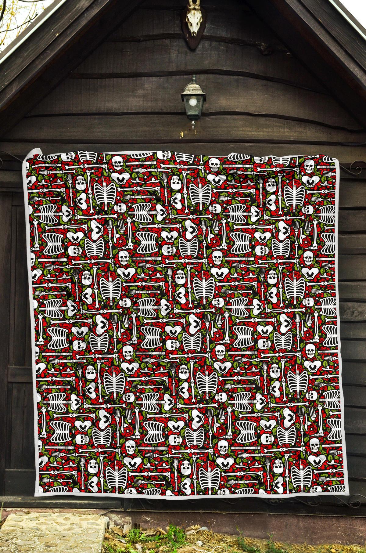 Skeleton Pattern Print Premium Quilt-JTAMIGO.COM