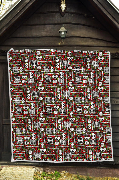 Skeleton Pattern Print Premium Quilt-JTAMIGO.COM