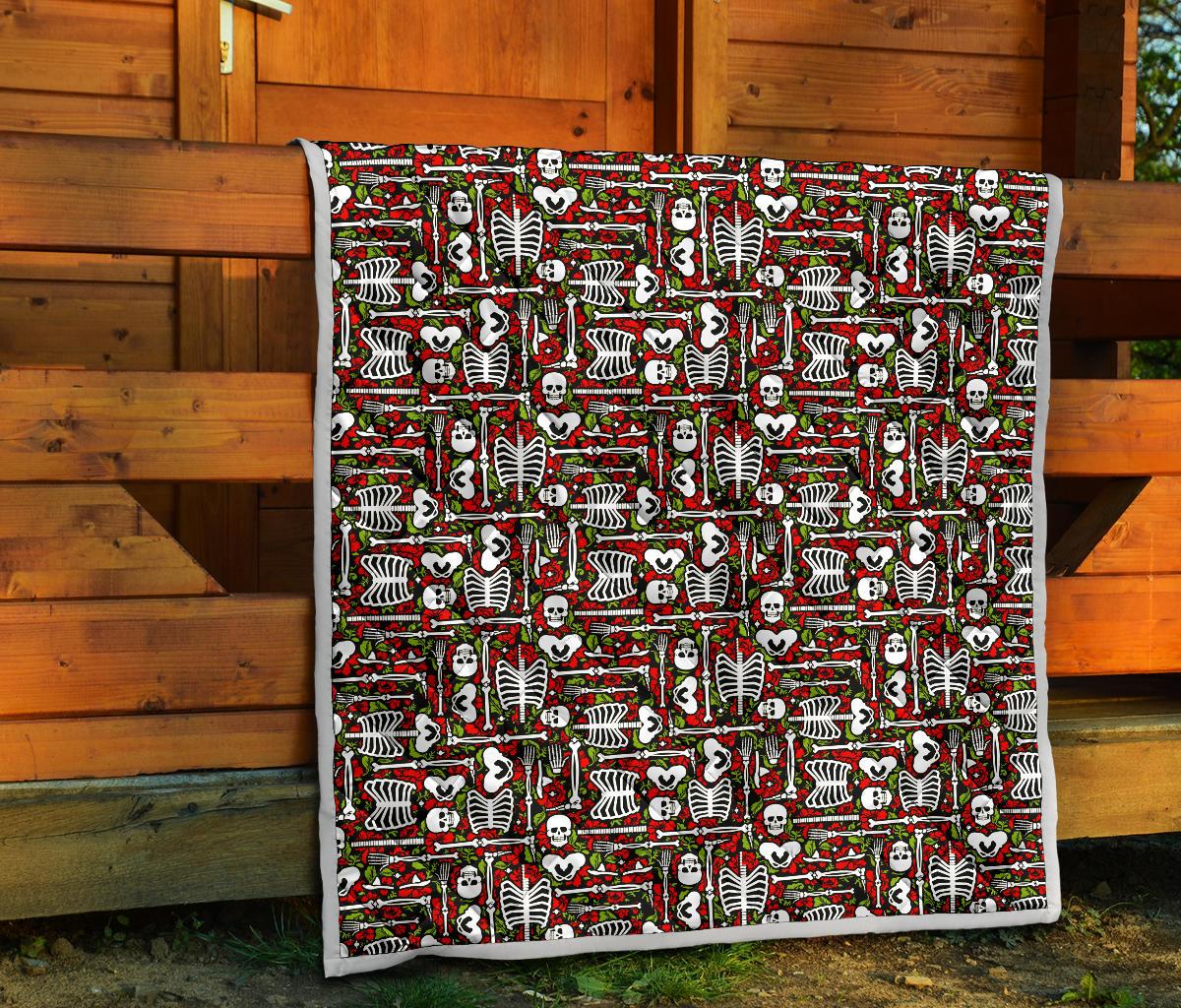 Skeleton Pattern Print Premium Quilt-JTAMIGO.COM