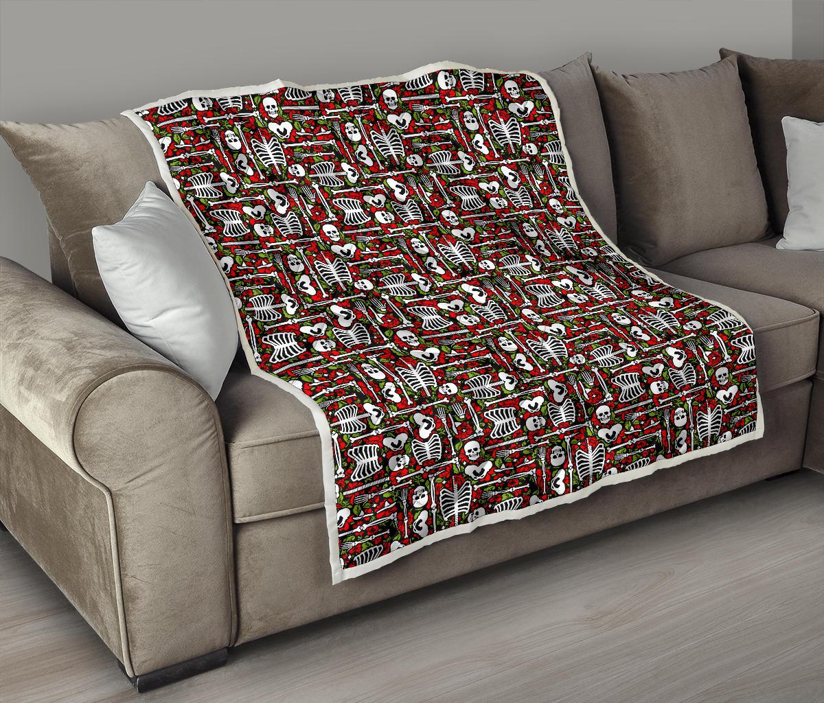 Skeleton Pattern Print Premium Quilt-JTAMIGO.COM