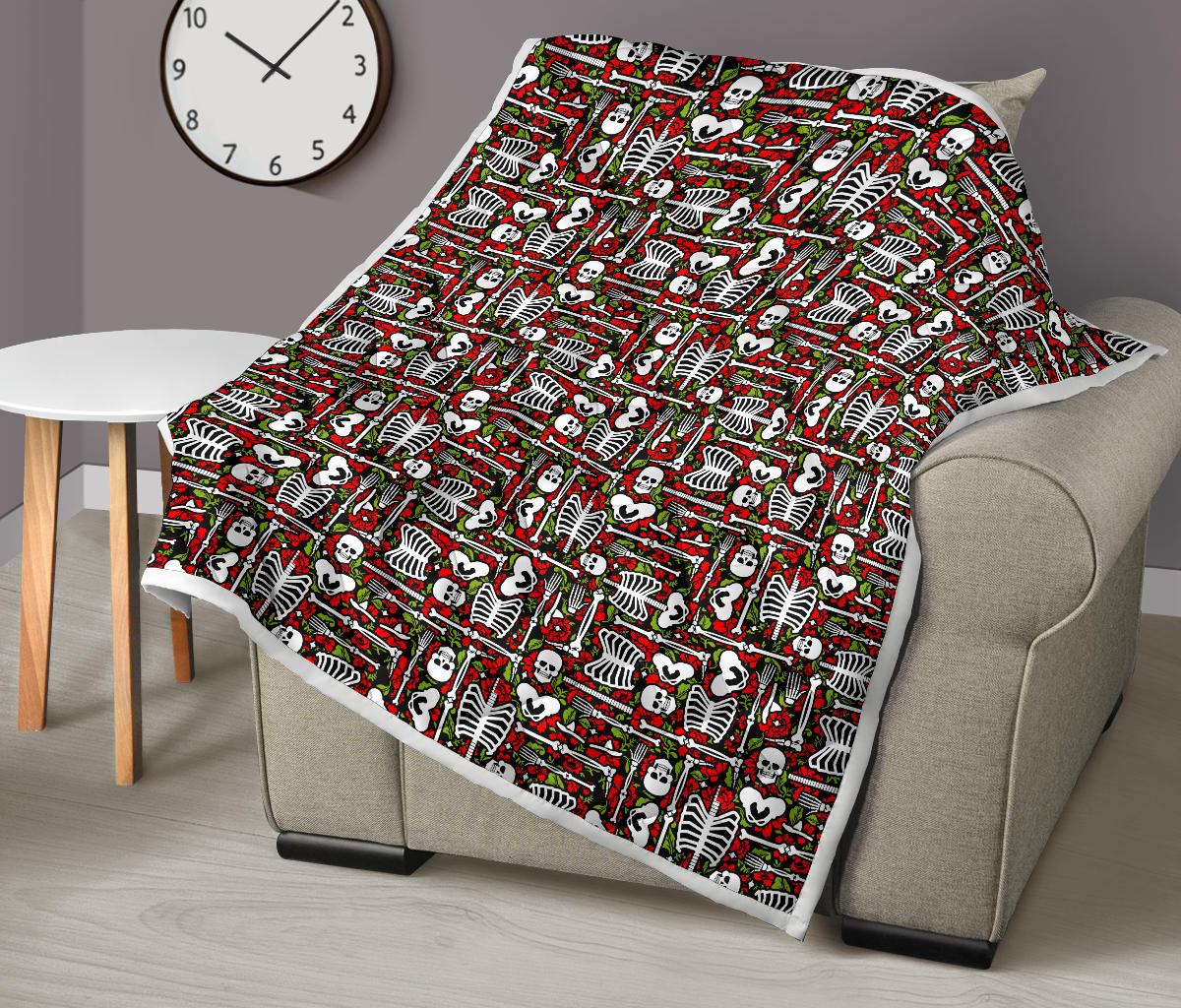 Skeleton Pattern Print Premium Quilt-JTAMIGO.COM