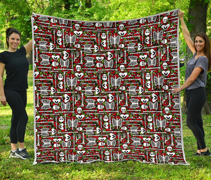 Skeleton Pattern Print Premium Quilt-JTAMIGO.COM