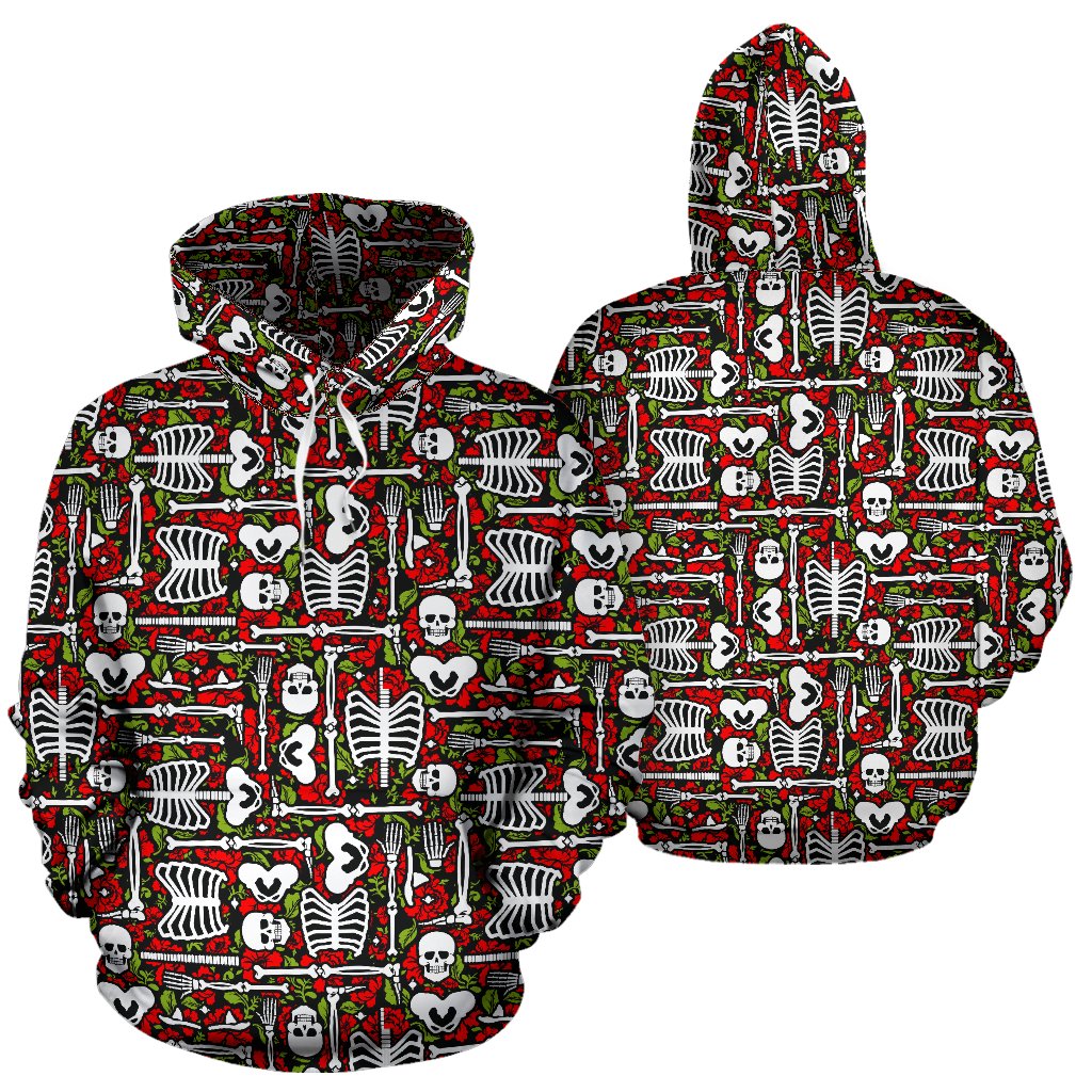 Skeleton Pattern Print Pullover Hoodie