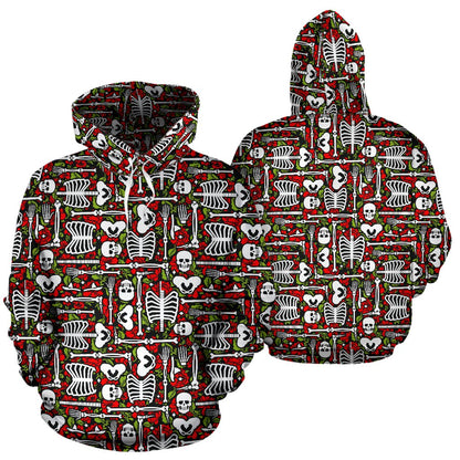 Skeleton Pattern Print Pullover Hoodie