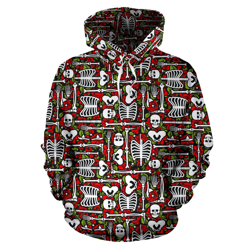 Skeleton Pattern Print Pullover Hoodie