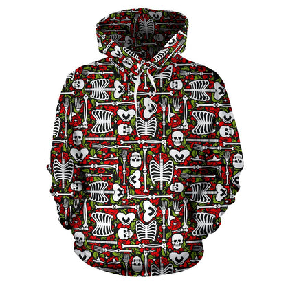 Skeleton Pattern Print Pullover Hoodie