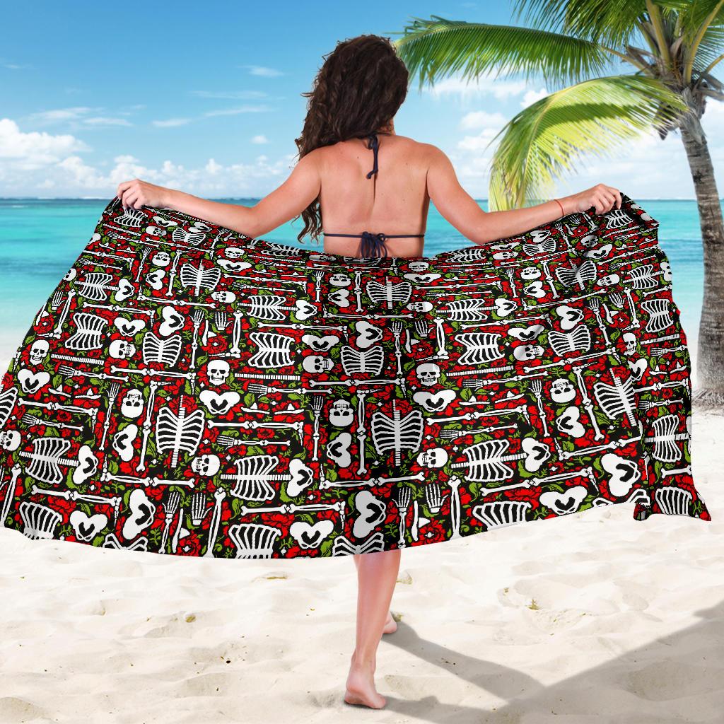 Skeleton Pattern Print Sarong Pareo Wrap