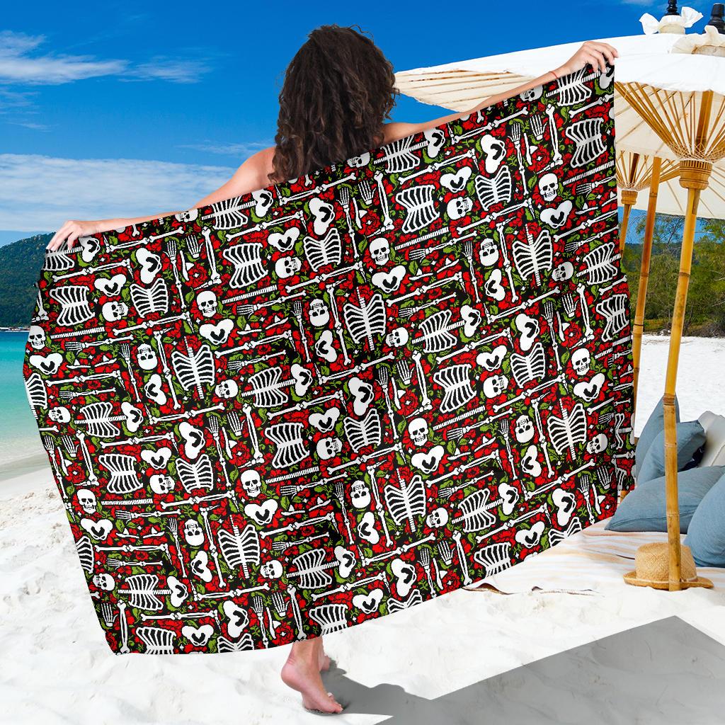 Skeleton Pattern Print Sarong Pareo Wrap