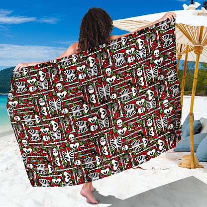 Skeleton Pattern Print Sarong Pareo Wrap