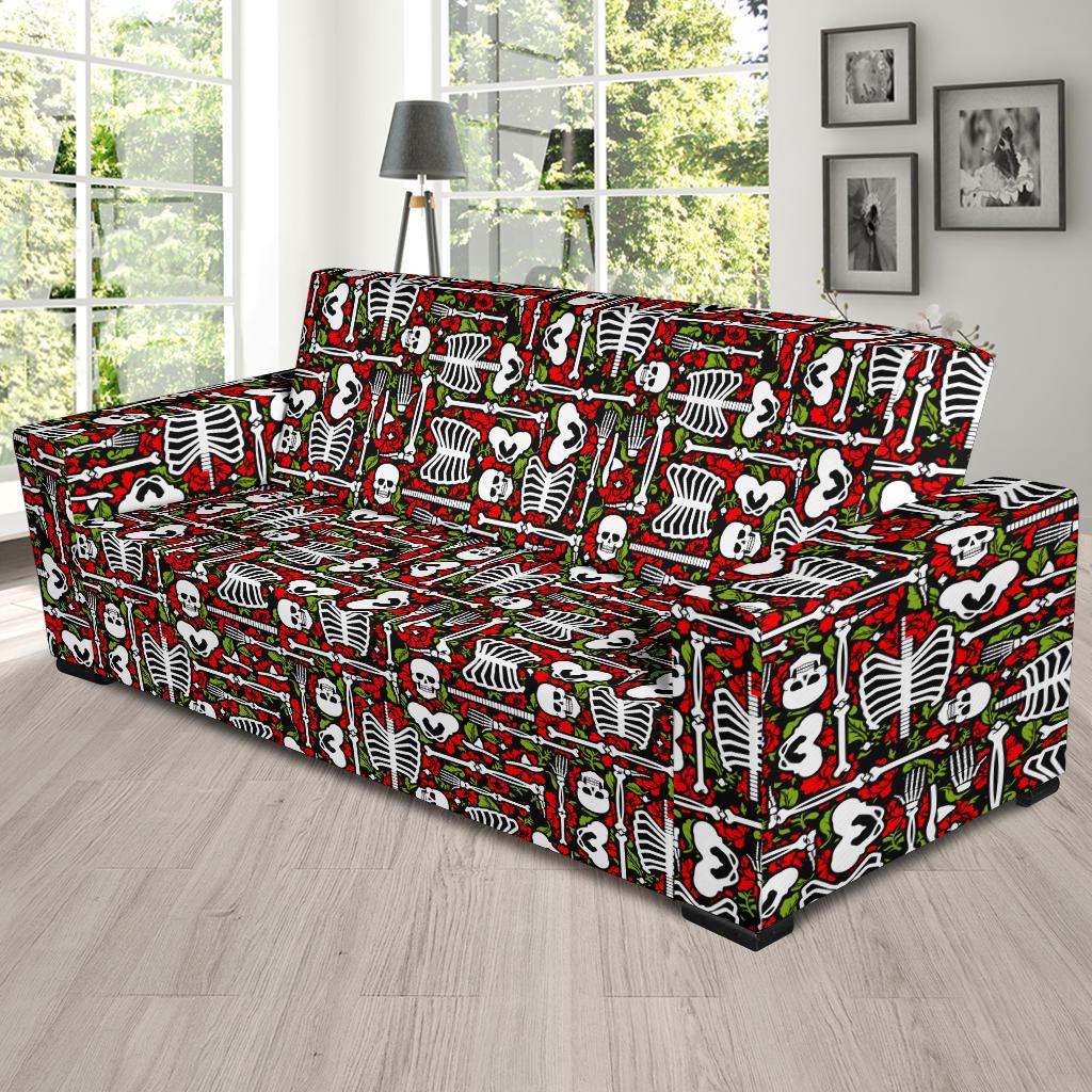 Skeleton Pattern Print Sofa Slipcover-JTAMIGO.COM