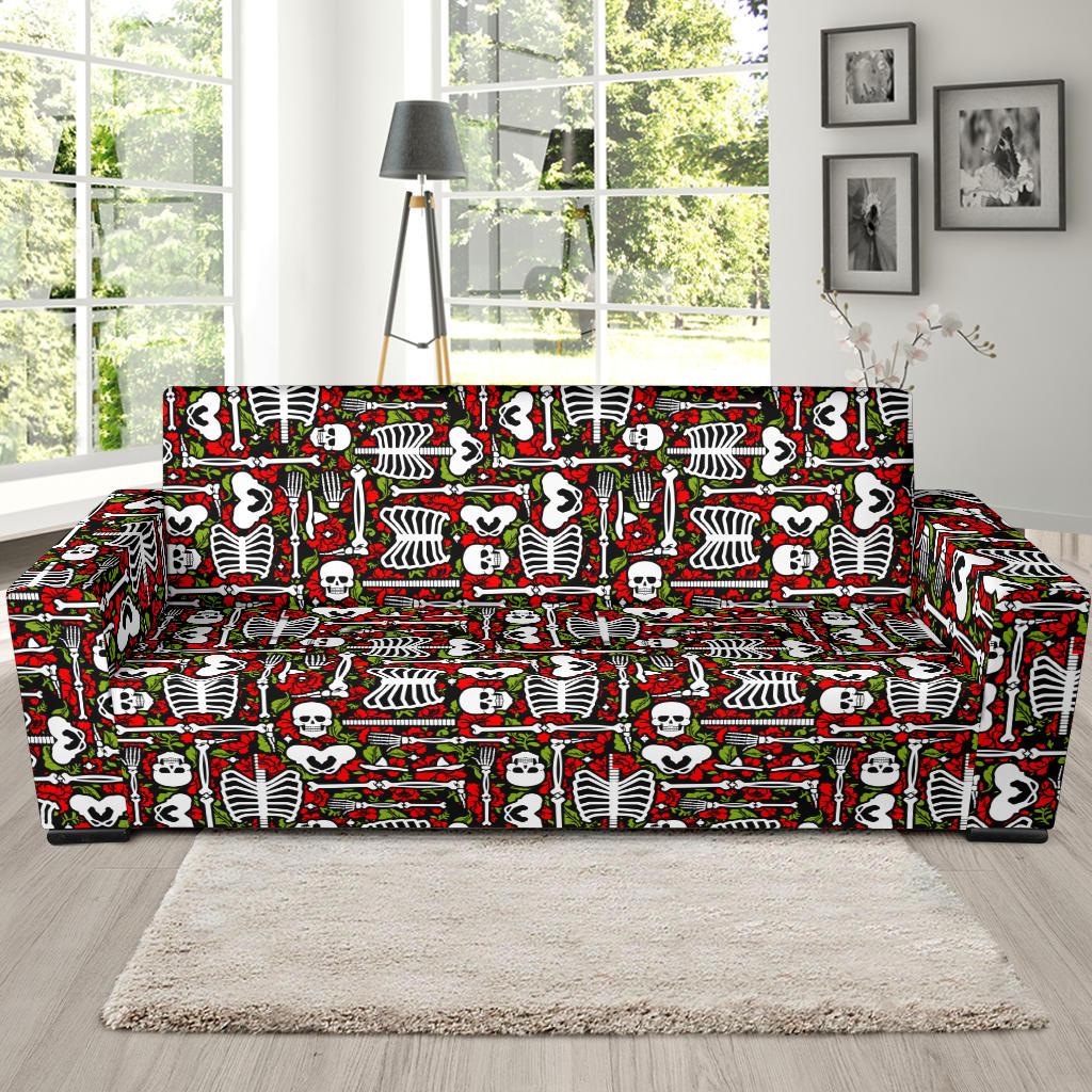Skeleton Pattern Print Sofa Slipcover-JTAMIGO.COM