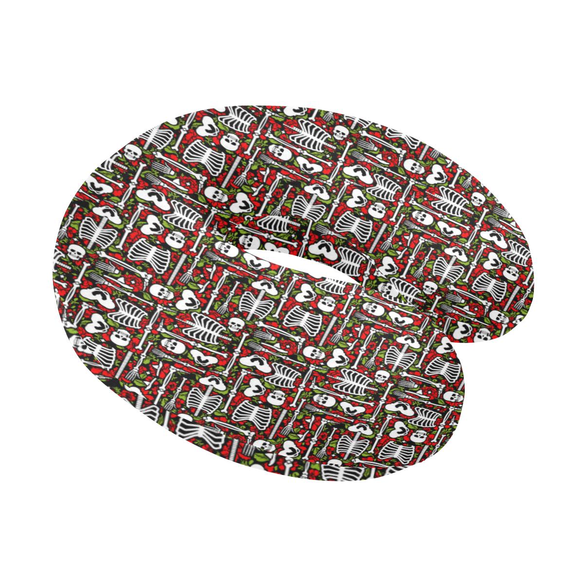 Skeleton Pattern Print U-Shaped Travel Neck Pillow-JTAMIGO.COM