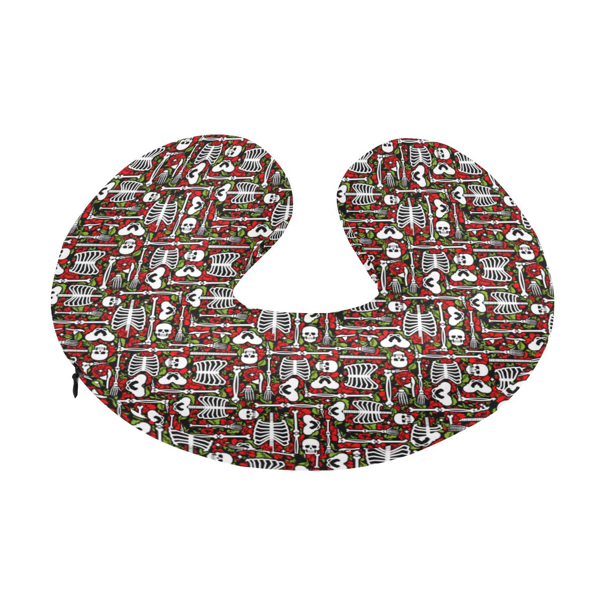 Skeleton Pattern Print U-Shaped Travel Neck Pillow-JTAMIGO.COM
