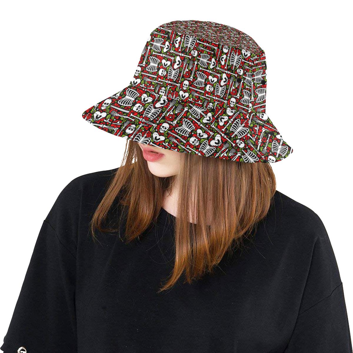Skeleton Pattern Print Unisex Bucket Hat