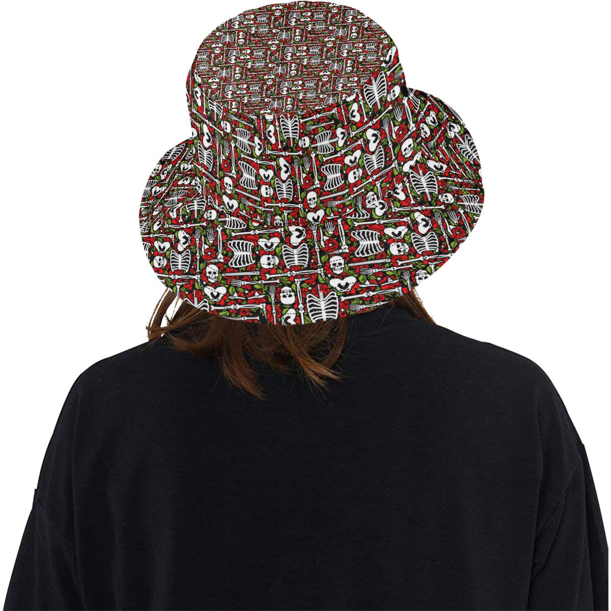 Skeleton Pattern Print Unisex Bucket Hat