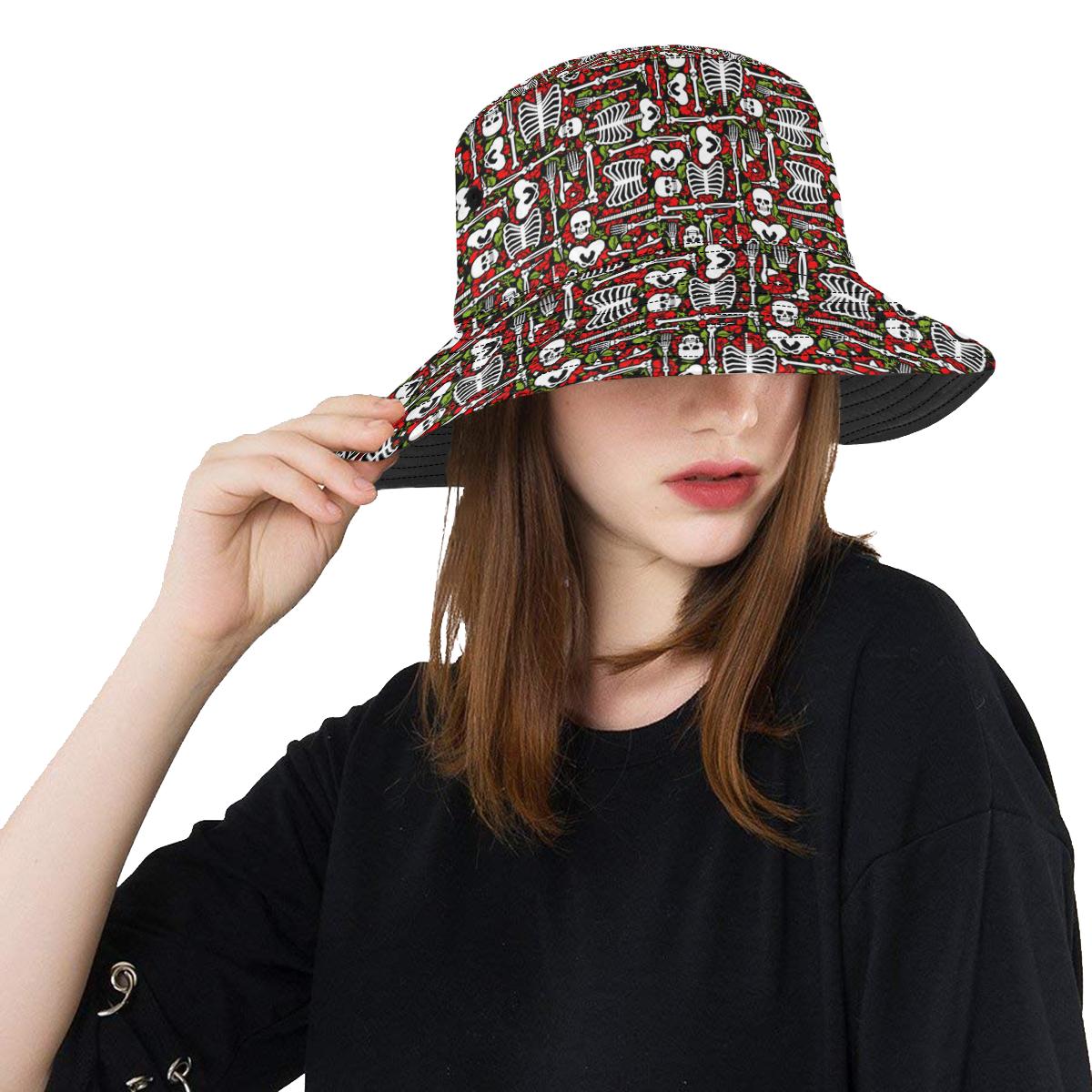 Skeleton Pattern Print Unisex Bucket Hat