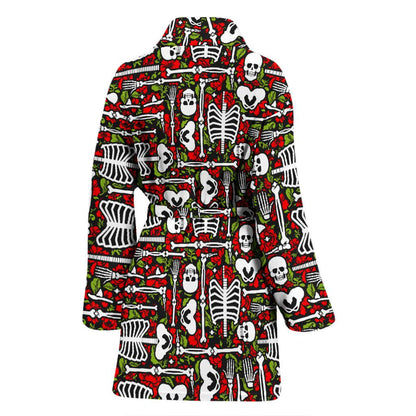 Skeleton Pattern Print Women Bath Robe-JTAMIGO.COM