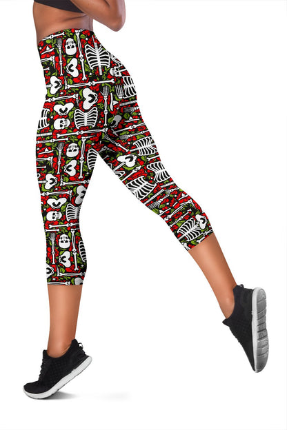 Skeleton Pattern Print Women Capris