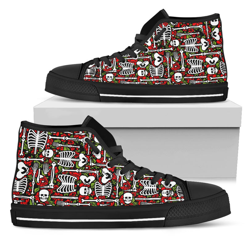 Skeleton Pattern Print Women High Top Shoes