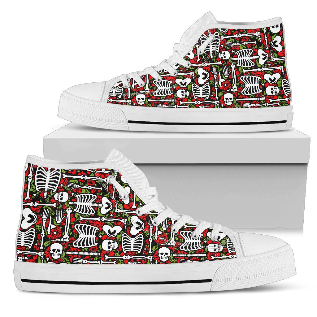 Skeleton Pattern Print Women High Top Shoes