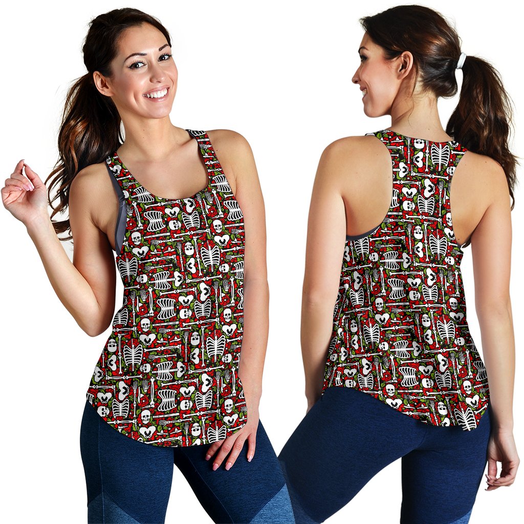 Skeleton Pattern Print Women Racerback Tank Top