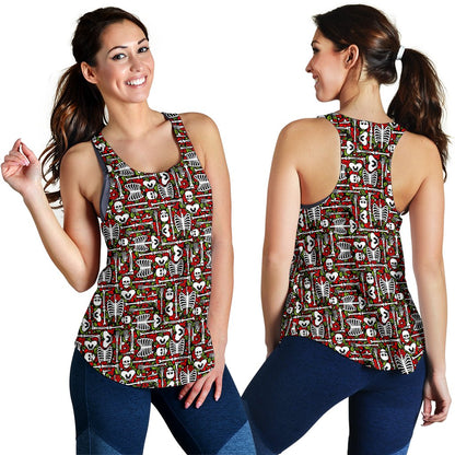 Skeleton Pattern Print Women Racerback Tank Top