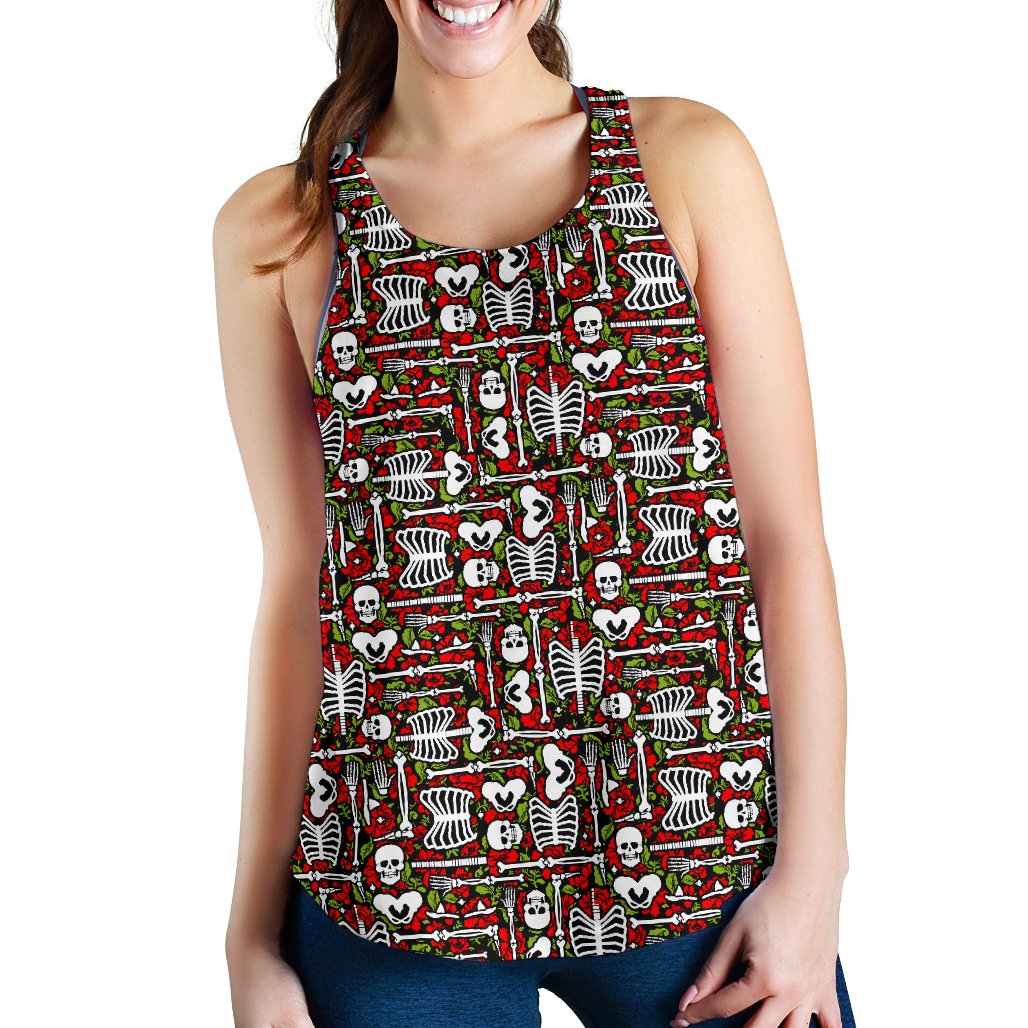 Skeleton Pattern Print Women Racerback Tank Top