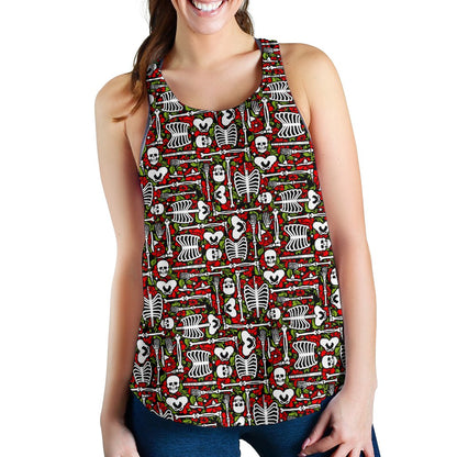 Skeleton Pattern Print Women Racerback Tank Top